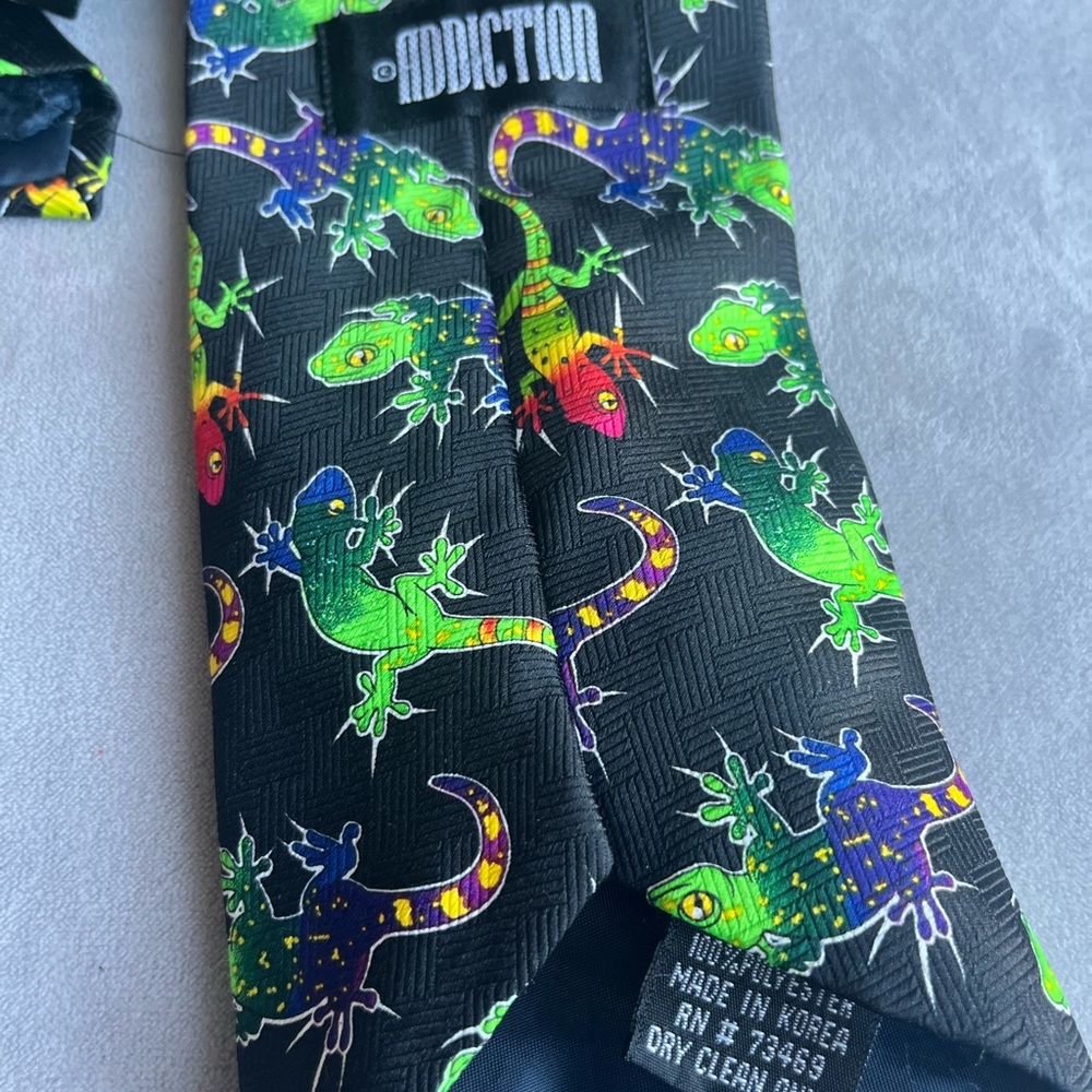 Addiction Black Reptile Pattern‎ Tie